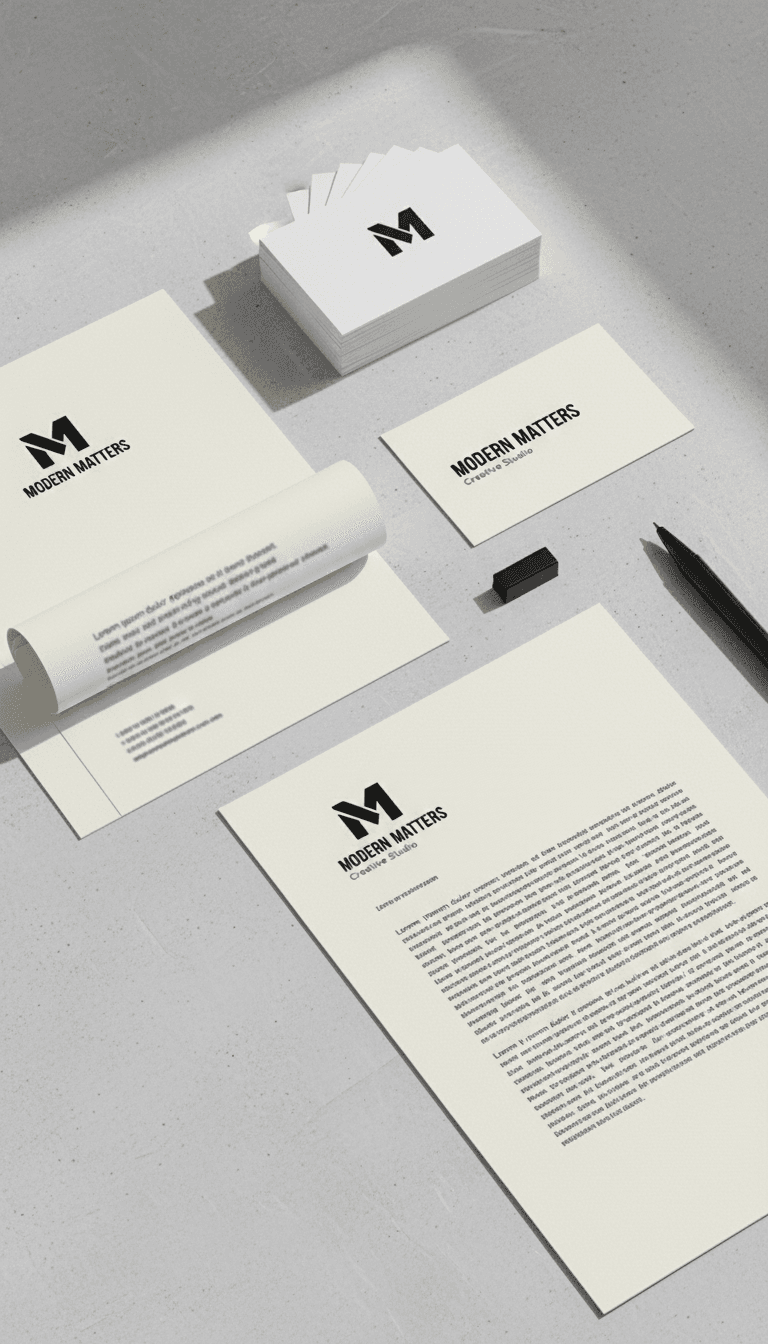 Brand identity stationery mockup with business cards and letterhead