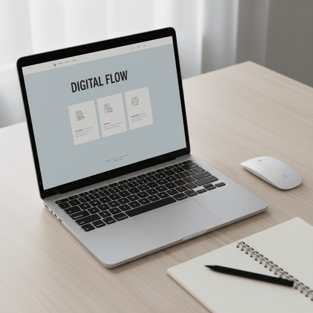 Minimal clean website layout on a laptop screen